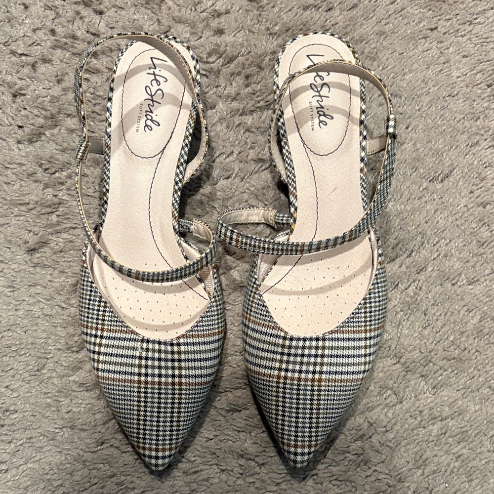 Life Stride Women's Plaid Slingback Heels